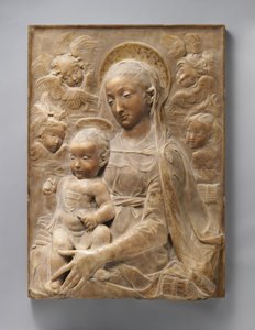Madonna and Child with Angels, c.1455-60 (mármore com detalhes dourados)