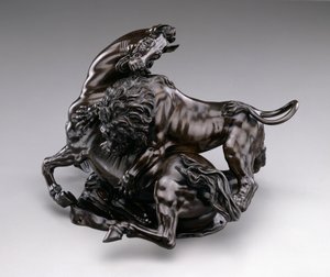 Cavalo atacando leão. c.1580 - 90 de Antonio Susini