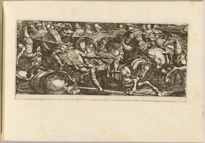 Ataque de cavalaria com soldados fugindo de Antonio Tempesta