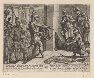 Cerialis perdoa soldados romanos que ajudaram Julius Civilis As Guerras Batavas contra os Romanos (título da série) Batavorum cum Romanis Bellum (título da série) de Antonio Tempesta