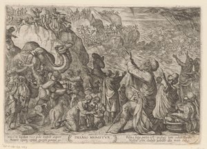 Egípcios afogam-se no Mar da Concha
Pharao mergitur (título sobre o objecto)
Cenas de batalha do Antigo Testamento (título da série) de Antonio Tempesta