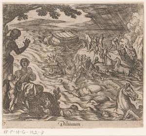 De Zondvloed
Deluvium (título sobre o objecto)
Metamorfoseon sive transformationum (título da série)
Metamorfosen van Ovidius (título da série) de Antonio Tempesta