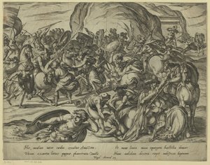 A morte de Camilo na batalha entre gregos e romanos de Antonio Tempesta