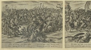 A morte de Camilo na batalha entre gregos e romanos de Antonio Tempesta
