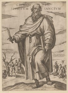De São Bartolomeu Eu creio no Espírito Santo (título no objeto) Cristo, Maria en de apóstolo (título da série) de Antonio Tempesta