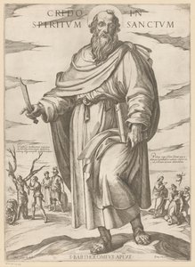 De São Bartolomeu Eu creio no Espírito Santo (título no objeto) Cristo, Maria en de apóstolo (título da série) de Antonio Tempesta