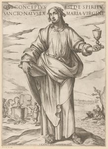 São João
Qui conceptus est de spiritu sancto natus ex Maria virgine (título sobre o objecto)
Cristo, Maria e os Apóstolos (título da série) de Antonio Tempesta