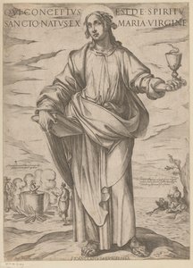 De São João Quem foi concebido do Espírito Santo, nascido da virgem Maria (título no objeto) Cristo, Maria en de apóstolo (título da série) de Antonio Tempesta