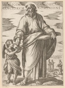 De heilige Matteüs
Sacta ecclesia catholicam sanctorum comunione (título sobre o objecto)
Christus, Maria en de apostelen (título da série) de Antonio Tempesta