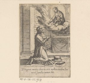 De heilige Philippus plaast zich onder de hoede van Maagd Maria Het Leven van Philippus Benitius (título da série) Vida de B. Philippi Benicius Florent. ordem Servo de B. Mary the Virgin (título da série) de Antonio Tempesta