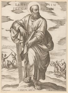 De São Simão Remissão de pecados (título no objeto) Cristo, Maria en de apóstolo (título da série) de Antonio Tempesta
