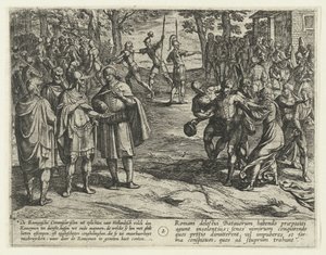 Antigos bárbaros compram os seus serviços aos romanos, 69-70
A Revolta Bataviana (título da série)
Batavorum cum Romanis Bellum, à Corn. Tacito / The Batavian Oft Oude Hollandtsche Oorloghe teghen de Romeynen (título da série sobre o objecto) de Antonio Tempesta