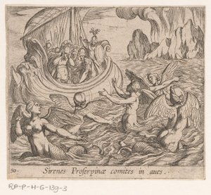 De sirene
Sirenes Proserpinae comites em aves (título sobre o objecto)
Metamorfoseon sive transformationum (título da série)
Metamorfosen van Ovidius (título da série) de Antonio Tempesta