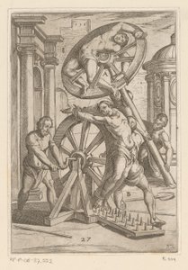 Tortura com pontas afiadas e rodas Torturas sofridas por mártires cristãos (título da série) Varia tormentorum et supplicioru rawlium (...) (título da série)