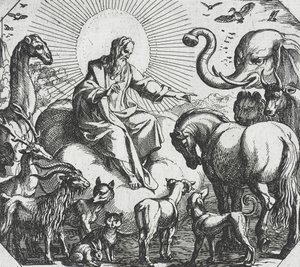 Deus a criar os animais terrestres de Antonio Tempesta
