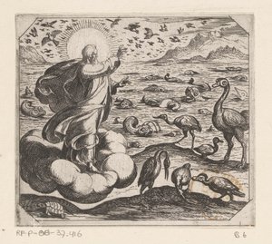 Deus cria os pássaros e os peixes Criação (título da série) de Antonio Tempesta