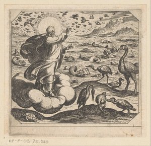 Deus cria os pássaros e os peixes A criatura de Antonio Tempesta