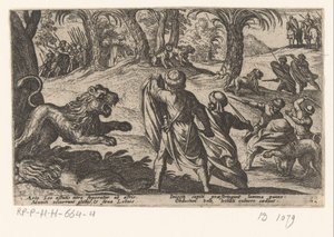 Leões caçadores
Várias cenas de caça e batalha (título da série)
Venationes Ferarum, Avium, Piscium Pugnae bestiariorum: et mutuae bestiarum (título da série) de Antonio Tempesta