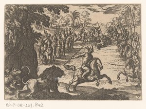 Caça ao Leão Cenas de caça (parte 3) (título da série) de Antonio Tempesta