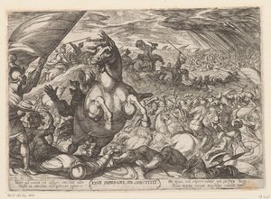 Joshua ordena que o sol fique parado
Iosue imperante sol constitit (título sobre o objecto)
Cenas de batalha do Antigo Testamento (título da série) de Antonio Tempesta