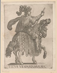 Imperador Titus a cavalo
Os primeiros doze imperadores romanos a cavalo (título da série)
XII caesares em equestri (título da série) de Antonio Tempesta