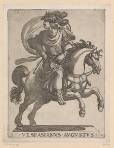 Imperador Vespasiano a cavalo
Os primeiros doze imperadores romanos a cavalo (título da série)
XII caesares em equestri (título da série) de Antonio Tempesta