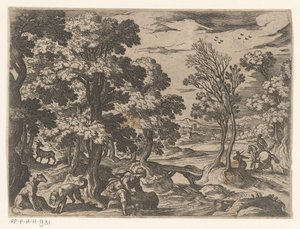 Paisagem com Narciso Paisagens com cenas mitológicas (título da série) de Antonio Tempesta