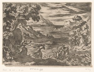 Paisagem com o rapto da Europa
Paisagens com cenas mitológicas (título da série) de Antonio Tempesta