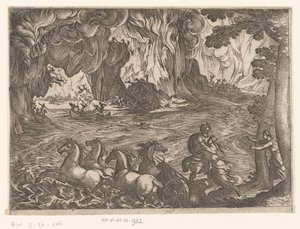 Paisagem com o roubo de Proserpina Paisagens com cenas mitológicas (título da série) de Antonio Tempesta