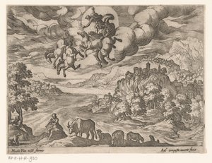 Paisagem com a queda de Phaëthon Paisagens com cenas mitológicas (título da série) de Antonio Tempesta