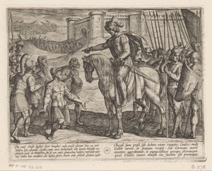Homens da fortaleza rendem-se a Julius Civilis As Guerras Batavas contra os Romanos (título da série) Batavorum cum Romanis Bellum (título da série) de Antonio Tempesta