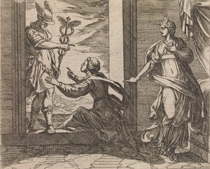 Mercury Turning Aglauros to Stone Aglauros a Mercurio in lapidem transfor..., Publicado após 1606. de Antonio Tempesta