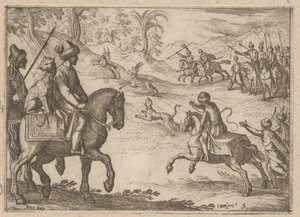 Caçadores orientais caçam veados Cenas de caça (parte 2) (título da série) Primo libro di caccie varie (título da série) de Antonio Tempesta