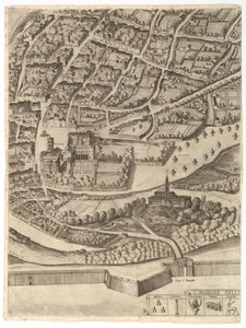 Plano da cidade de Roma. Parte 11, com a margem esquerda de San Pancrazio, 1645. de Antonio Tempesta