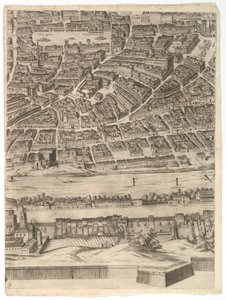 Planta da cidade de Roma: folha 9 com a Piazza Navona, o Campo di Fiore e o Sant ..., 1645. de Antonio Tempesta