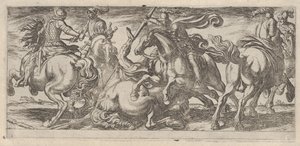Seis cavaleiros em combate, das cenas de batalha I, ca. 1590-1630. de Antonio Tempesta