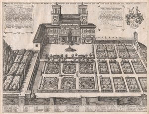O Espelho da Magnificência Romana: Palácio e Jardins Monte Pincio, meados do século XVI. de Antonio Tempesta