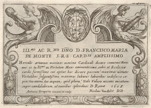 Placa de identificação da série Os trabalhos de Hércules, com os braços do cardeal Francesco Ma ..., 1608. de Antonio Tempesta