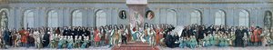 James II (1633-1701) Recebendo os eruditos matemáticos do hospital de Cristo de Antonio Verrio