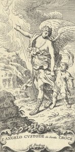 Um anjo conduzindo um menino e gesticulando para as nuvens, ca. 1708-82.