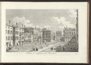 Gezicht op Campo Santo Stefano te Venetië Praça de Santo Estêvão ao Sul (título no objeto) Gezichten op bugemenen en pleinen in Venetië (título da série) As vistas mais famosas da cidade de Veneza, dos 38º painéis do Canal Antonius, impressos em latão por  de Antonio Visentini