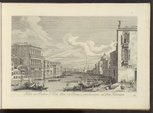 Gezicht no Canal Grande em Campo San Vio te Venetië Deste lado da rua de São Vito, do outro lado da Casa de Cornélio, para o mesmo Telonium (título no objeto) As vistas mais famosas da cidade de Veneza, dos 38º painéis do Canal Antonius, impressos em latão