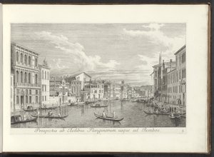 Gezicht no Canal Grande no Palazzo Flangini te Venetië Vista das Casas de Flanginos para Bembos (título no objeto) As vistas mais famosas da cidade de Veneza, a partir dos 38 painéis do Canal Antonius, impressos em latão por Antonio Vissentini, em três par de Antonio Visentini