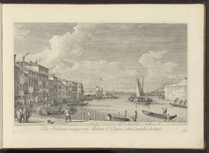 Gezicht no Canal Grande no kerk de Santa Chiara te Venetië Da lavanderia à Casa de Santa Clara onde termina o Canal (título no objeto) As vistas mais famosas da cidade de Veneza, dos 38º painéis do Canal Antonius, impressos em latão por Antonio Vissentini  de Antonio Visentini