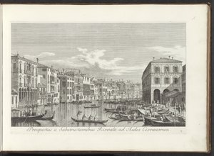 Gezicht op het Canal Grande te Venetië
Prospecto a Substructionibus Rivoalti ad Aedes Civranorum (título sobre o objecto)
Urbis Venetiarum prospectus celebrriores, ex Antonii Canal tabulis XXXVIII aere expressi ab Antonio Vissentini in partes tres distri