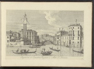 Gezicht op het Cannaregio no Palazzo Labia te Venetië Entrada no Canal Real da casa de São Jeremias (título no objeto) As vistas mais famosas da cidade de Veneza, dos 38 painéis do Canal Antonius impressos no ar por Antonio Vissentini, divididos em três pa de Antonio Visentini