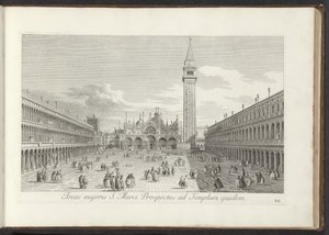 Vista da Praça de São Marcos e da Praça de São Marcos em Veneza
Area majoris S. Marci Prospectus ad Templum ejusdem (título sobre o objecto)
Vistas de edifícios e praças em Veneza (título da série)
Urbis Venetiarum prospectus celebrriores, ex Antonii Ca