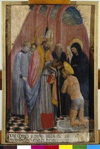 Santo Ambrósio baptiza Santo Agostinho, c.1441 (tempera no painel) de Antonio Vivarini
