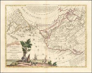 Mapa de 1776 - Novas descobertas dos russos a norte do Mar do Sul, tanto na Ásia como na América de Antonio Zatta