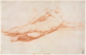 Estudo de um soldado caído, possivelmente a conversão de Saulo reto, c. 1525 de Antonio da Correggio